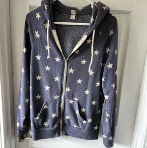 Alternative Apparel hoodie navy with stars medium